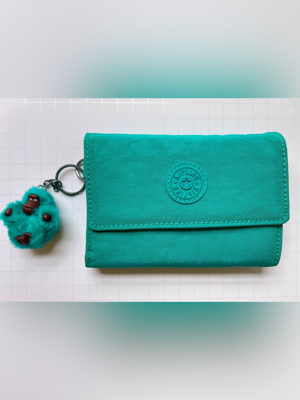 Kipling Turquoise Teal Green Medium Fold-Over Wallet